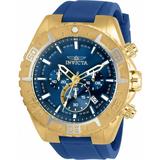 Invicta Men's Watch Aviator Chronograph Yellow Gold Plated Case Blue