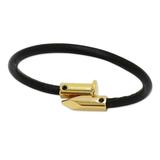 '18k Gold-Accented Leather Cord Bracelet in Black from Brazil'