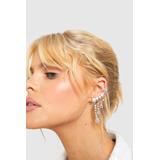 Womens Crystal Droplet Ear Cuff Climber - Grey - One Size