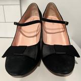 Kate Spade Shoes | Kate Spade Black Suede Berie Bow Satin Mary-Jane Pumps Size 9 | Color: Black | Size: 9