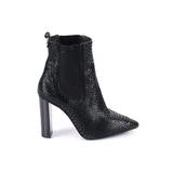 Paige Boots: Chelsea Boots Chunky Heel Party Black Print Shoes - Women's Size 6 1/2 - Pointed Toe