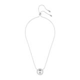 Women's Hollow Rhodium-Plated Crystal Circle Necklace
