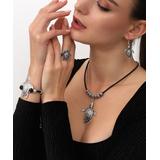 YUSHI Women's Bracelets SILVER - Silvertone Turtle Pendant Necklace Set