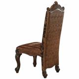 Acme Versailles Dining Side Chair In 2 Tone Brown Pu And Fabric (set