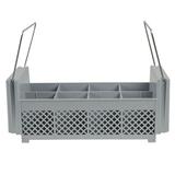 Cambro 8FB434151 Flatware Washing Basket with Handles - Half Size, 8 Compartment, Soft Gray