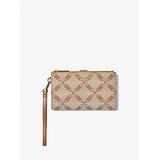 Michael Kors Adele Empire Logo Jacquard Smartphone Wallet Brown One Size