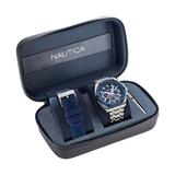 Nautica Men's Tin Can Bay Recycled Stainless Steel And Silicone Watch Box Set Multi, OS