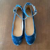 Madewell Shoes | Madewell The Inez Ankle-Strap Shoe In Velvet | Color: Blue | Size: 7.5