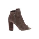 Jessica Simpson Ankle Boots: Tan Solid Shoes - Women's Size 7 1/2 - Peep Toe