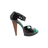 MARNI Sandals: Green Print Shoes - Women's Size 37.5 - Peep Toe