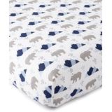 Levtex Baby Crib Sheets Navy - White & Navy Mountain Bear Trail Mix Fitted Crib Sheet