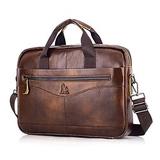 Men's Handbag Crossbody Bag Briefcase Laptop Bag Leather Cowhide Office Daily Zipper Waterproof Breathable Solid Color Dark Brown Black Coffee Lightinthebox