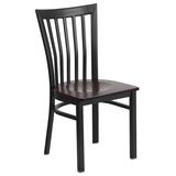 Flash Furniture Hercules Series Black School House Back Metal Restaurant Chair with Walnut Wood Seat, Walnut Wood Seat/Black Metal Frame
