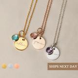 Birthstone Necklace Personalized For Women Monogram Mother Day Gift Grandma Mama Jewelry Custom Name Engraved New Mom -Cn-Bs-Sh