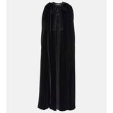 Hooded velvet cape