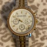 Michael Kors Accessories | Michael Kors Two Tone Ladies Bracelet Watch | Color: Gold/Silver | Size: Fits My 6.5 Inch Wrist