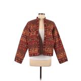 August Max Woman Jacket: Short Red Aztec or Tribal Print Jackets & Outerwear - Women's Size 6