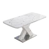 Ivy Bronx Carmeron Pedestal Dining Table Wood/Metal in Brown/Gray/White, Size 30.05 H in | Wayfair EE8124225C2649A4A61D4D465991E1AB