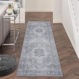 Gray Area Rug - Bungalow Rose Oriental Machine Made Machine Braided Polyester Area Rug in Polyester in Gray, Size 96.0 W x 0.15 D in | Wayfair