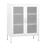 vidaXL 31.5" x 13.8" x 40" Steel Storage Cabinet with Screen Doors (White)