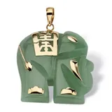 Palm Beach Jewelry Genuine Jade 14K Gold Good Fortune Elephant Pendant, Green