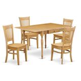 East West Furniture Monza Wood 5-piece Dining Set With Oak Finish