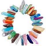 26pcs Quartz Crystal Bead Strands Natural Quartz Crystals for Jewelry Making Quartz Crystal Sticks Spikes Strands Mixed Color 13~35x4~6x4~9mm Hole: 1.5mm