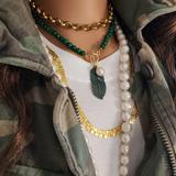 Anthropologie Jewelry | Anthro Jewelry Necklace Natiral Malachitegoldbronzeliave Freshwater | Color: Gold/Silver | Size: Os