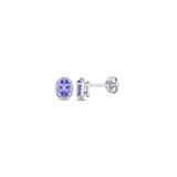 Sofia B Women's Earrings Purple - Tanzanite & 10k White Gold Diamond-Accent Oval Halo Stud Earrings