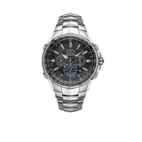 Seiko Men's Radio Sync Solar Chronograph Silver-Tone With Black Dial Watch, Silver