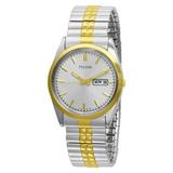 Pulsar PXF110 Men s Dress Two-Tone Stainless Steel Expansion Band Day Date Watch