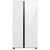 Samsung Bespoke Counter Depth 23 cu. ft. Smart Side-by-Side Refrigerator with Beverage Center in White Glass Stainless Steel | RS23CB760012