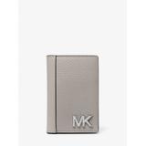 Michael Kors Hudson Pebbled Leather Card Case Grey One Size