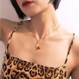 Anthropologie Jewelry | Gold Chain Necklace With Rose Pendant | Color: Gold/Red | Size: Os