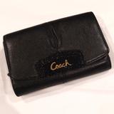 Coach Bags | Coach Ashley Leather Compact Clutch Wallet | Color: Black/Gold | Size: 5.75 X 4