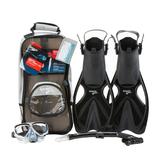 Speedo Adult Adventure Mask Snorkel And Fin Set - Black/Black S/M Size Small/Medium - Swimoutlet.com