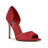 Nine West Women's Price Peep Toe Pumps, Red, 9M