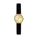 Guess® Women's Gold Tone Case Black Silicone Watch