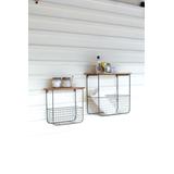 Kalalou Industrial Set Of 2 Wire Basket Shelves With Recycled Wood