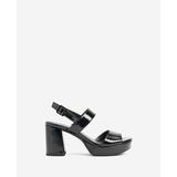 Reaction Kenneth Cole | Reebeka Patent Platform Sandal in Black Crinkle Patent, Size: 8.5 by Kenneth Cole