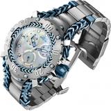 Invicta Women Gladiator 43mm Blue Silver Dial Chronograph Chain Mop