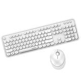 Mofii Sweet Keyboard Mouse Combo Pure Color 2.4G Wireless Keyboard Mouse Set Circular Suspension Key Cap for PC Laptop White