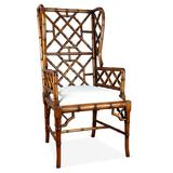 Chinoiserie Wingback Chair - Distressed Walnut - Brown