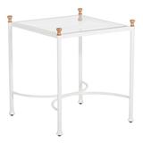 Frances Outdoor Side Table - White/Antique Gold - Chalk White/clear Glass/Antique Gold