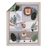 NoJo Boys' Bedding Sets Green - Green & Gray Lion Jungle Paradise Four-Piece Baby Blanket Set