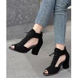 BUTITI Women's Sandals Black - Black Cutout Lace-Up Block-Heel Sandal - Women