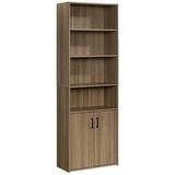 Sauder Beginnings Modern 4-Shelf Wood Bookcase with Doors in Summer Oak