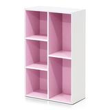 Furinno Luder Engineered Wood 5-Cube Reversible Open Shelf in White/Pink