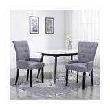 Dining Chair with Armrests Light Grey Fabric