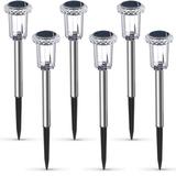 Balems Low Voltage Solar Powered Integrated LED Pathway Light Pack, Stainless Steel in White, Size 12.8 H x 2.2 W x 2.2 D in | Wayfair